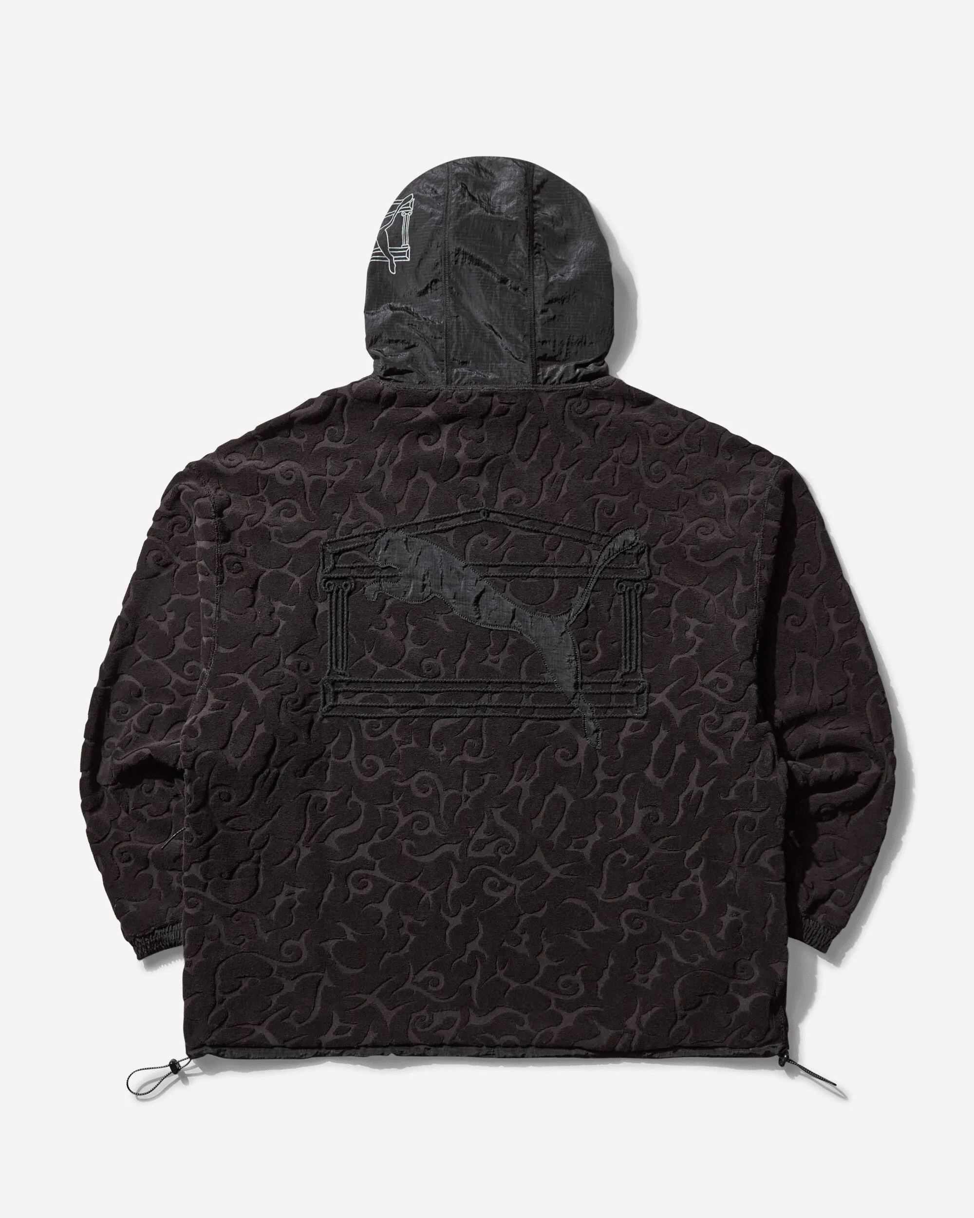 Aries Tribal Jacquard Towelling Hoodie Black