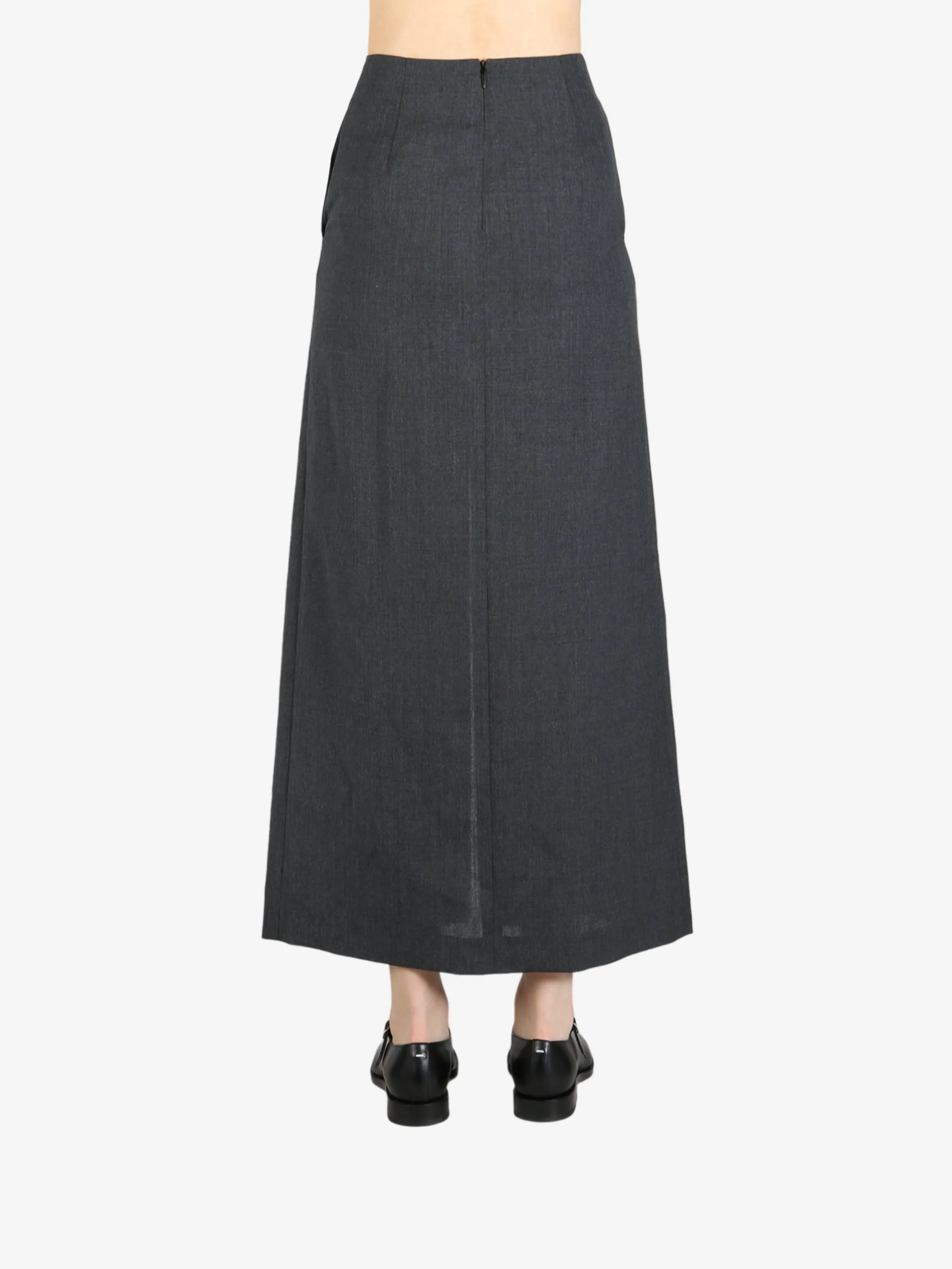 AURALEE - Women Wool Kid Mohair Hop Sack Slit Skirt