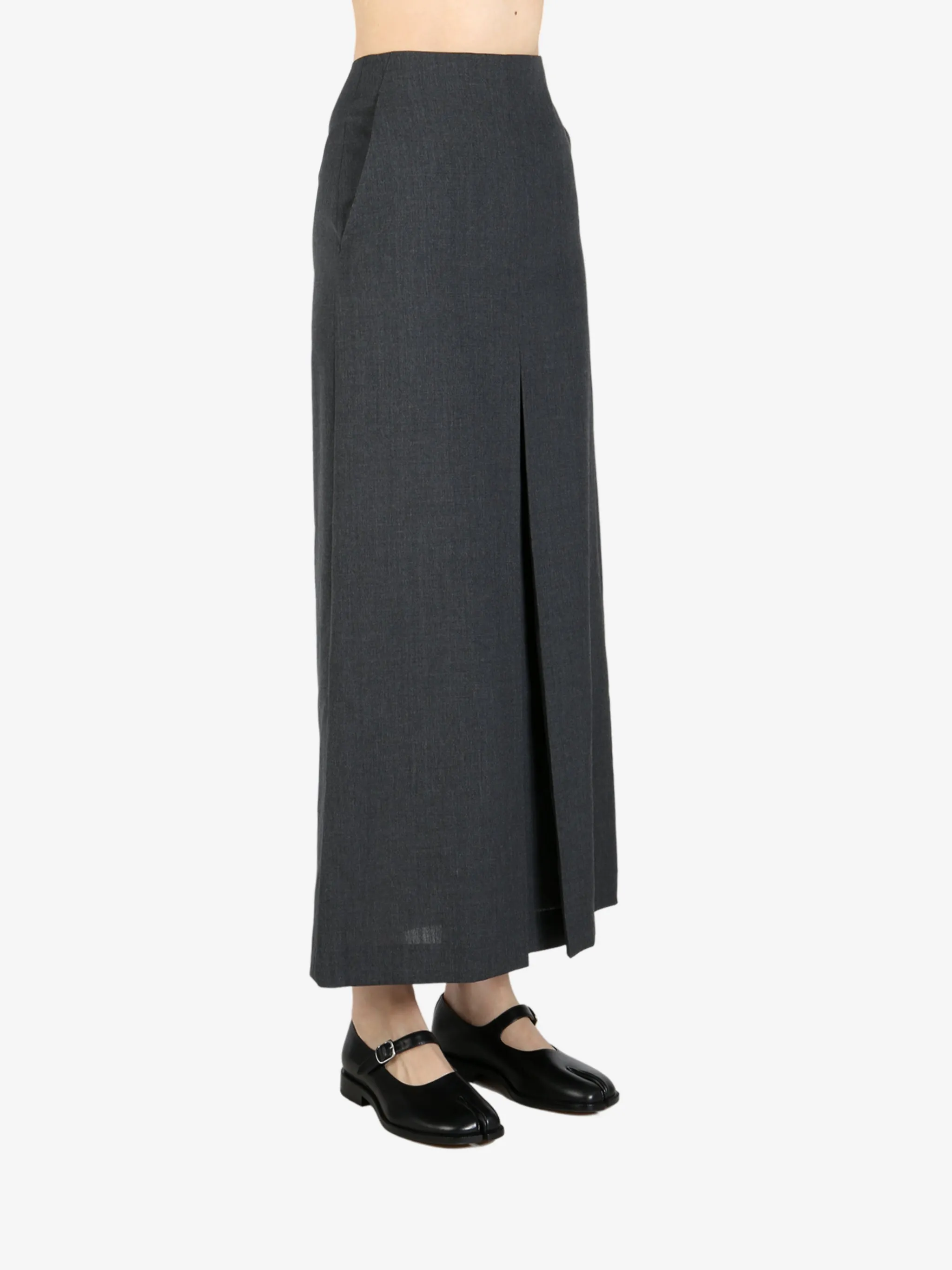 AURALEE - Women Wool Kid Mohair Hop Sack Slit Skirt