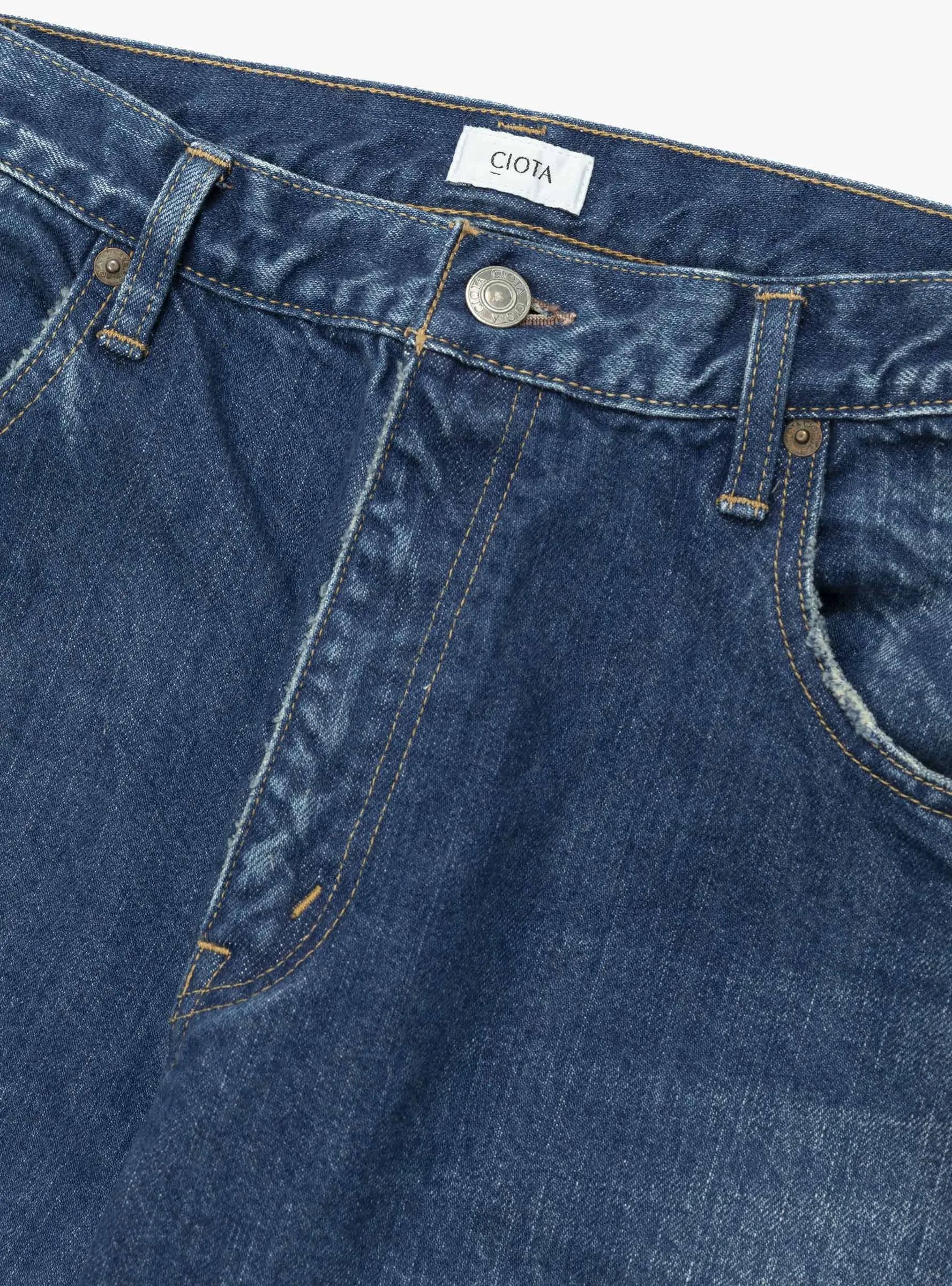 Baggy 5 Pocket Pants Medium Dark Blue Damage