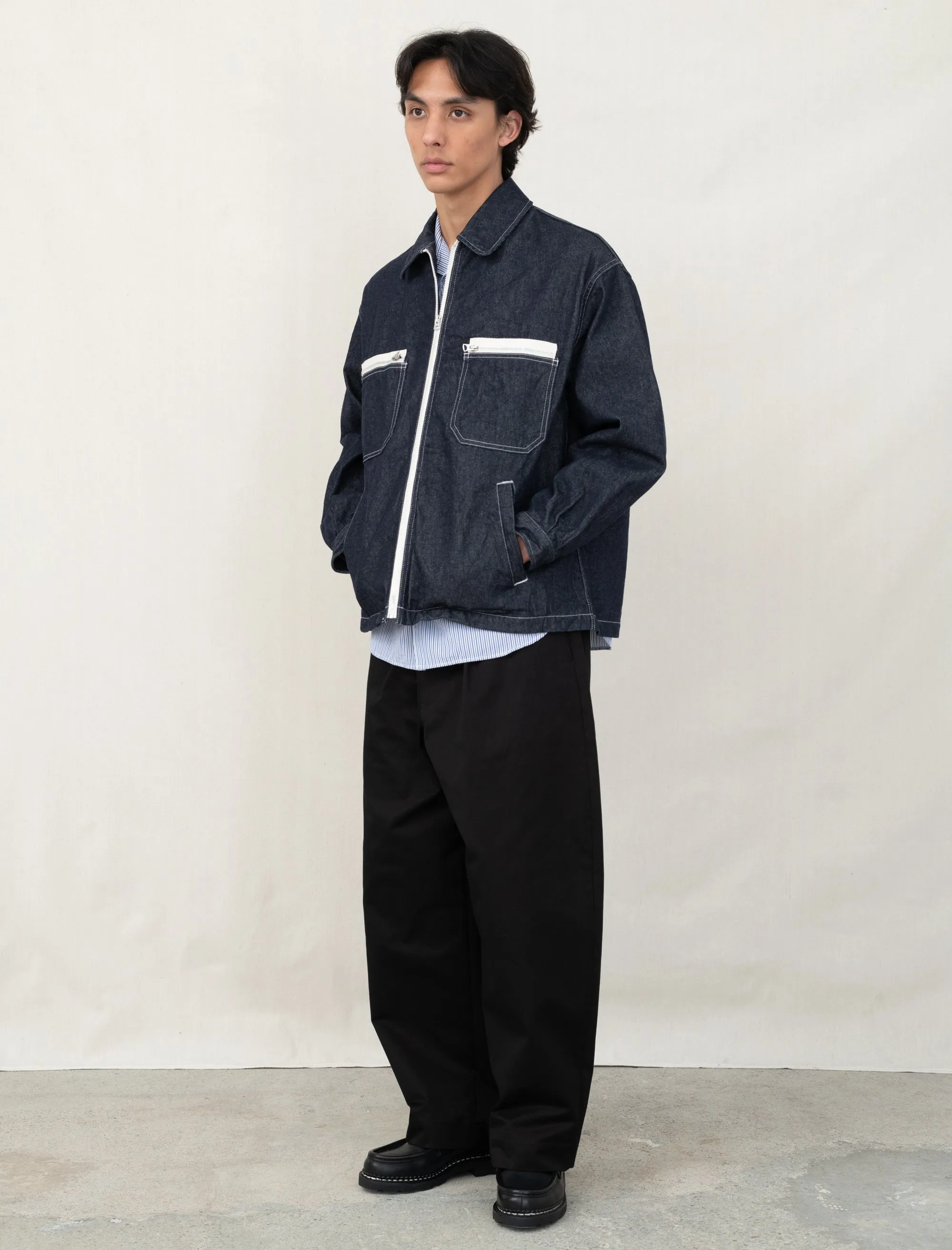 Denim Zip Work Jacket J025 (Indigo)
