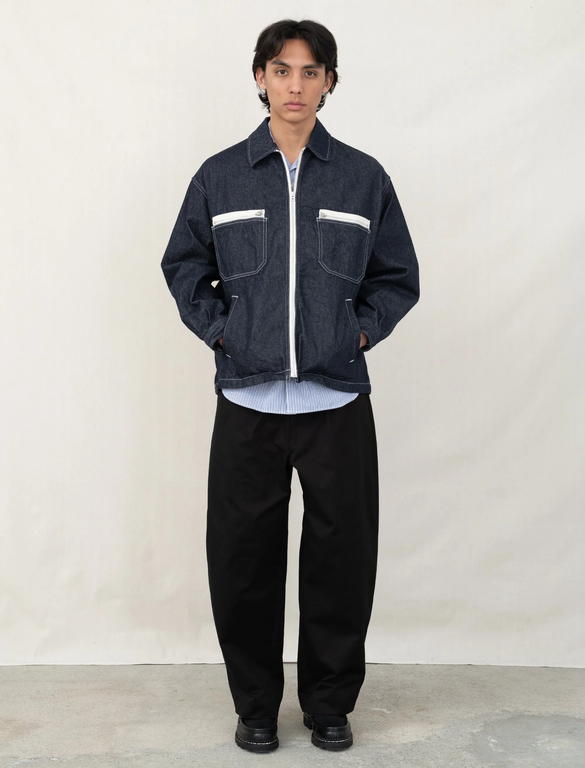 Denim Zip Work Jacket J025 (Indigo)