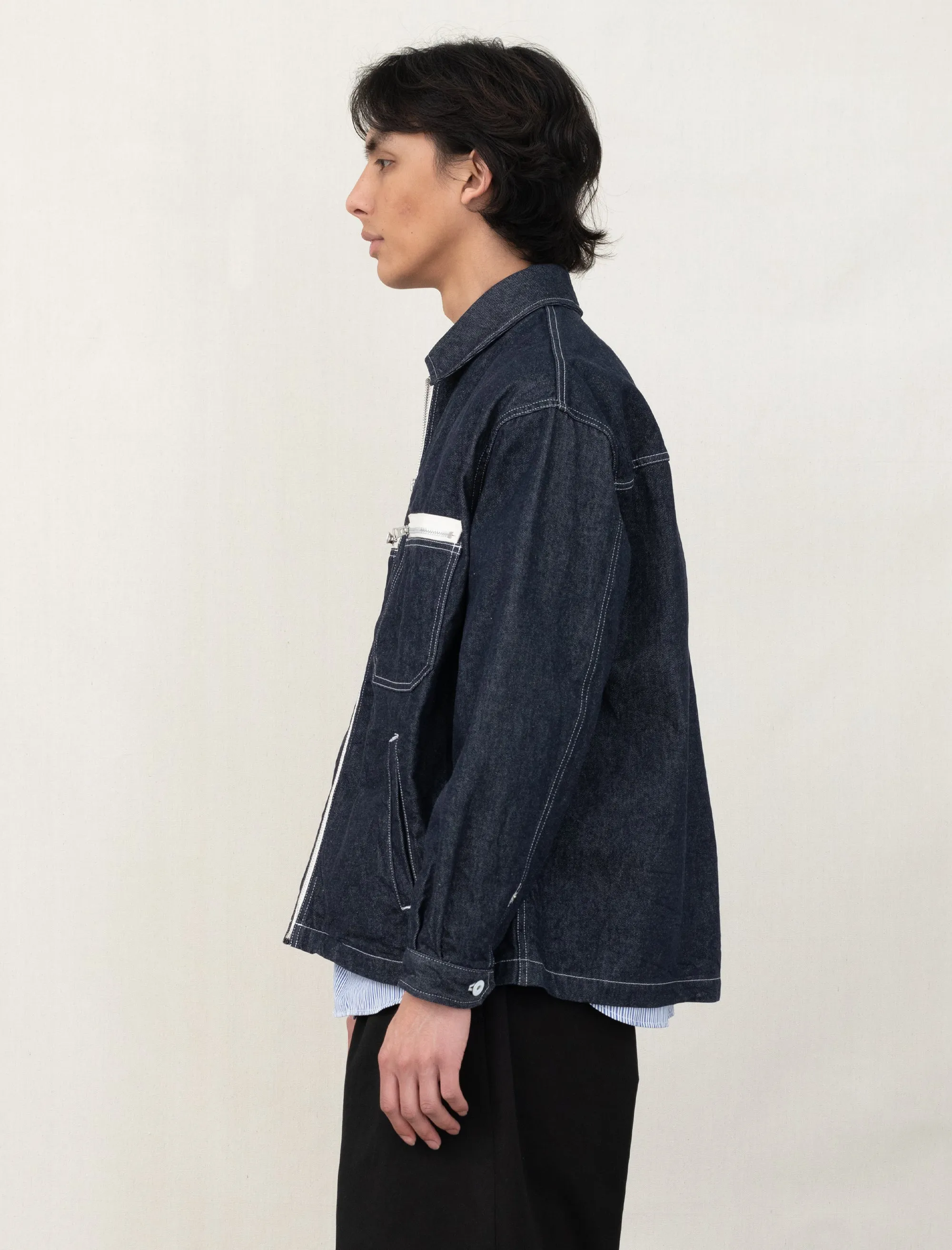 Denim Zip Work Jacket J025 (Indigo)