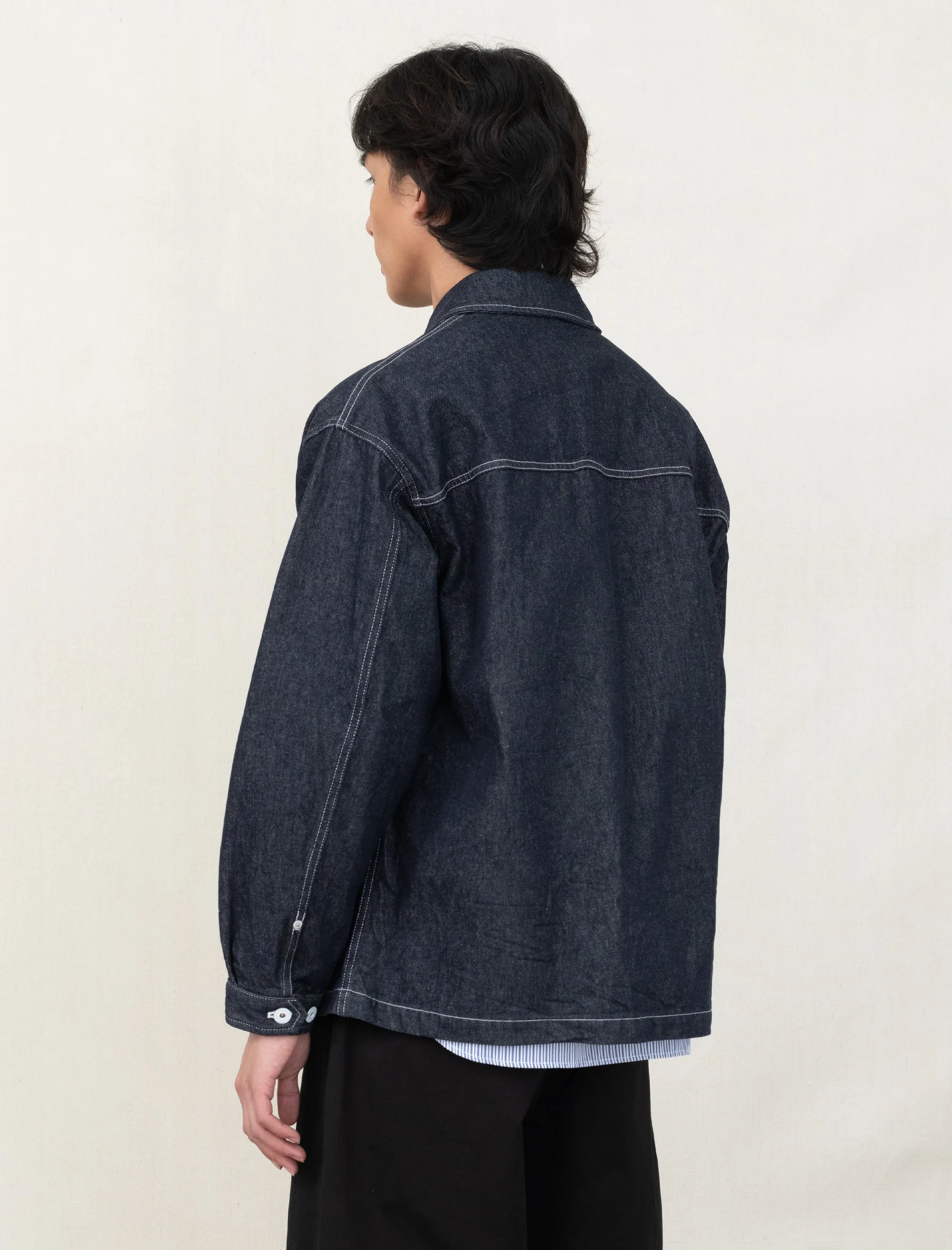 Denim Zip Work Jacket J025 (Indigo)
