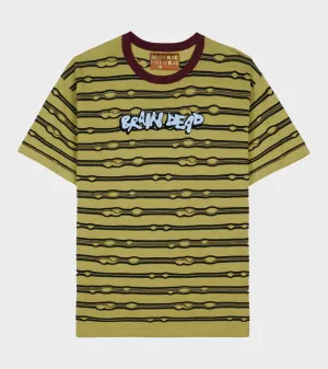 Embroidered Puckered Striped T-shirt Lime