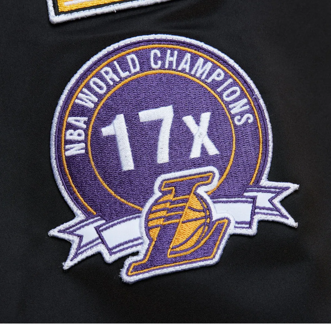 LA LAKERS LIGHTWEIGHT SATIN BOMBER VINTAGE LOGO JACKET