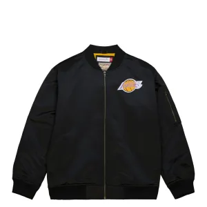 LA LAKERS LIGHTWEIGHT SATIN BOMBER VINTAGE LOGO JACKET