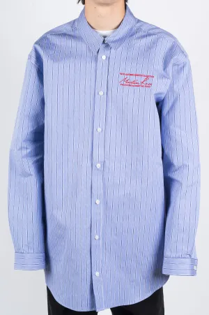 MARTINE ROSE OVERSIZED BONDED SHIRT BLUE STRIPE