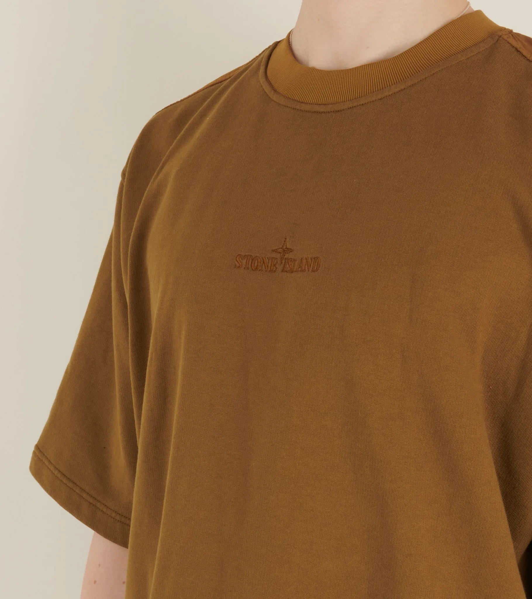 Nylon Back S/S Sweatshirt Cinnamon Brown