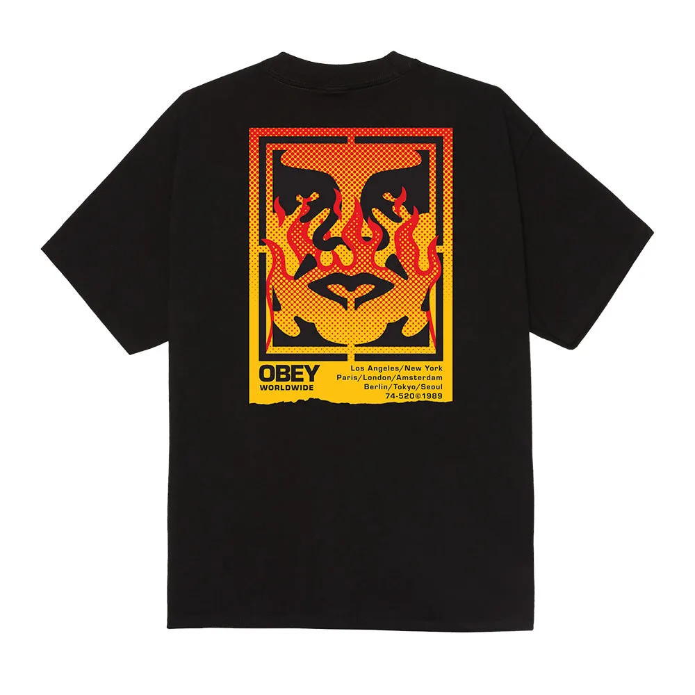 OBEY ICON STENCIL FLAME TEE // BLACK