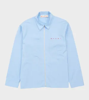 Poplin Zip Shirt Iris Blue