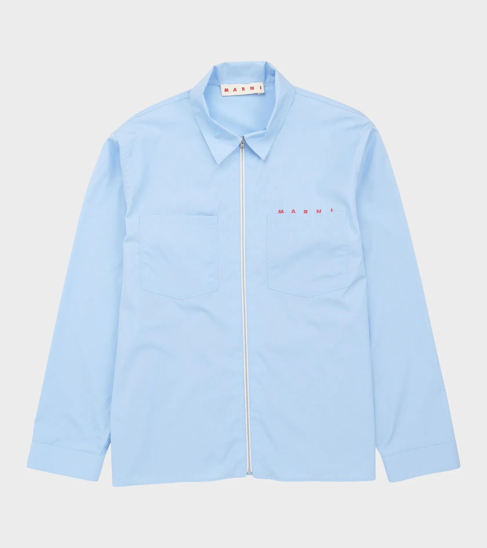 Poplin Zip Shirt Iris Blue