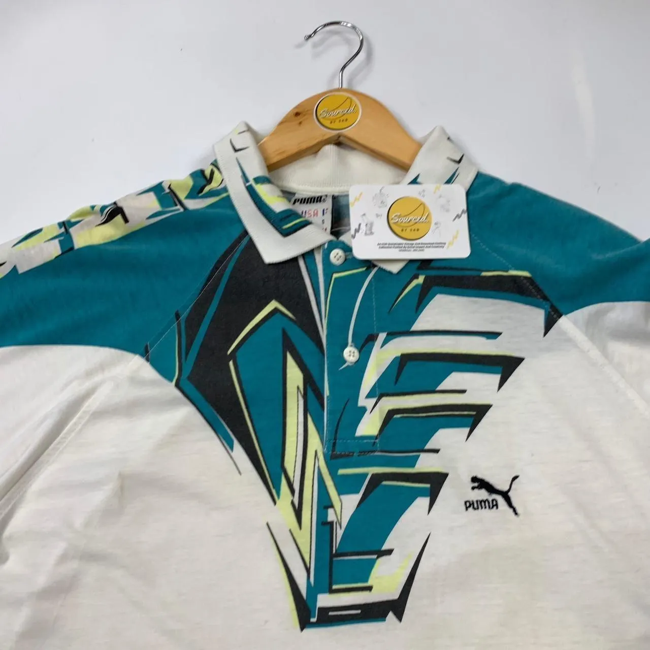 Puma Vintage Colourful Graphic Polo Shirt With Buttons (L)