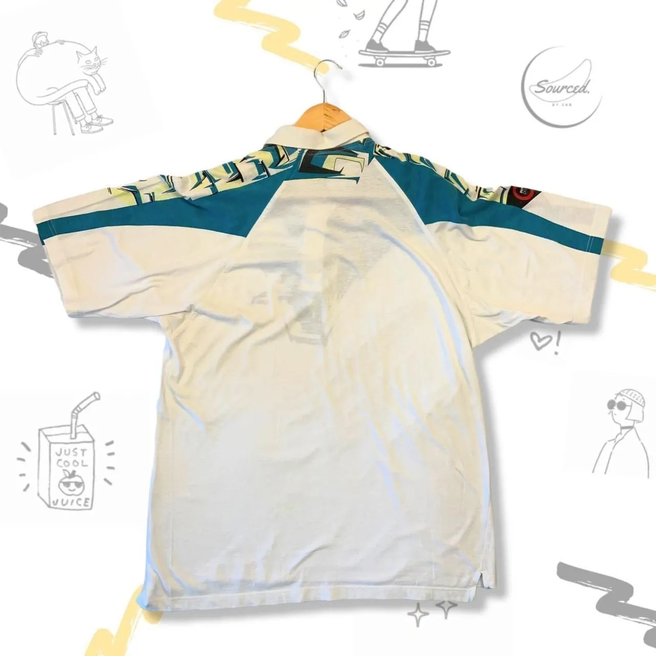 Puma Vintage Colourful Graphic Polo Shirt With Buttons (L)