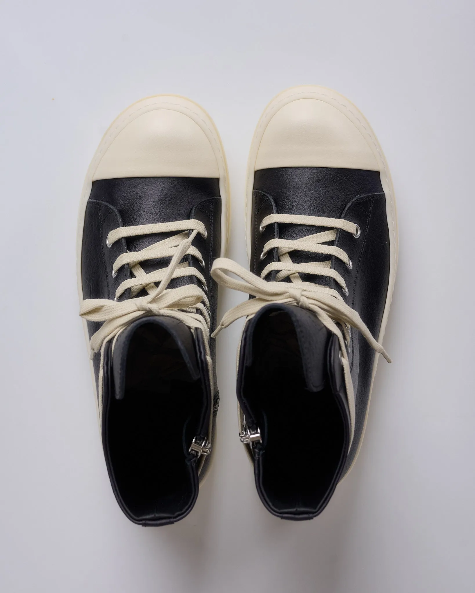 Rick Owens Runway Sneakers LCT Leather Black Milk Milk