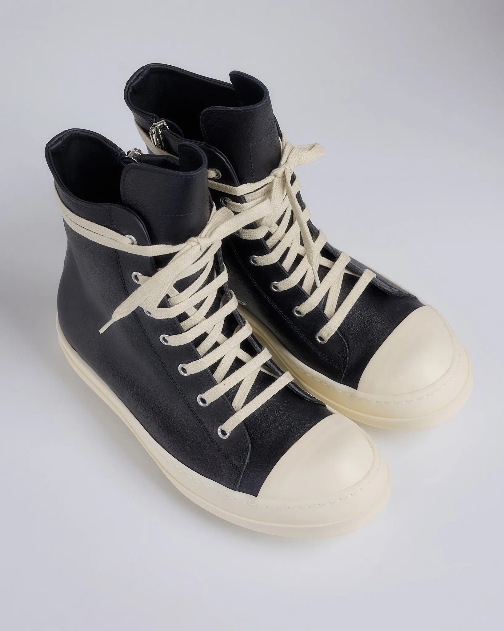 Rick Owens Runway Sneakers LCT Leather Black Milk Milk
