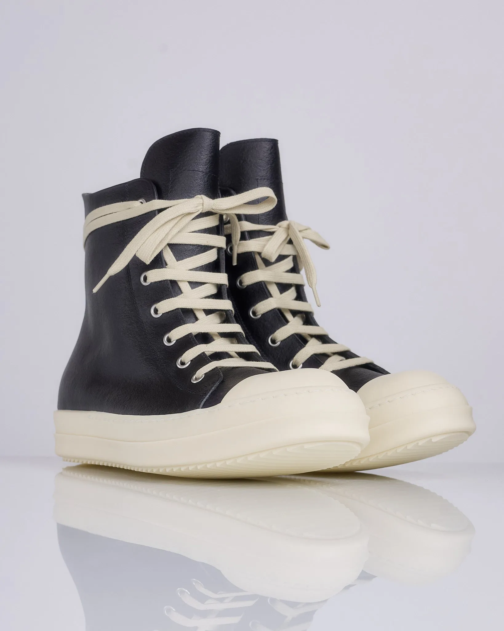 Rick Owens Runway Sneakers LCT Leather Black Milk Milk