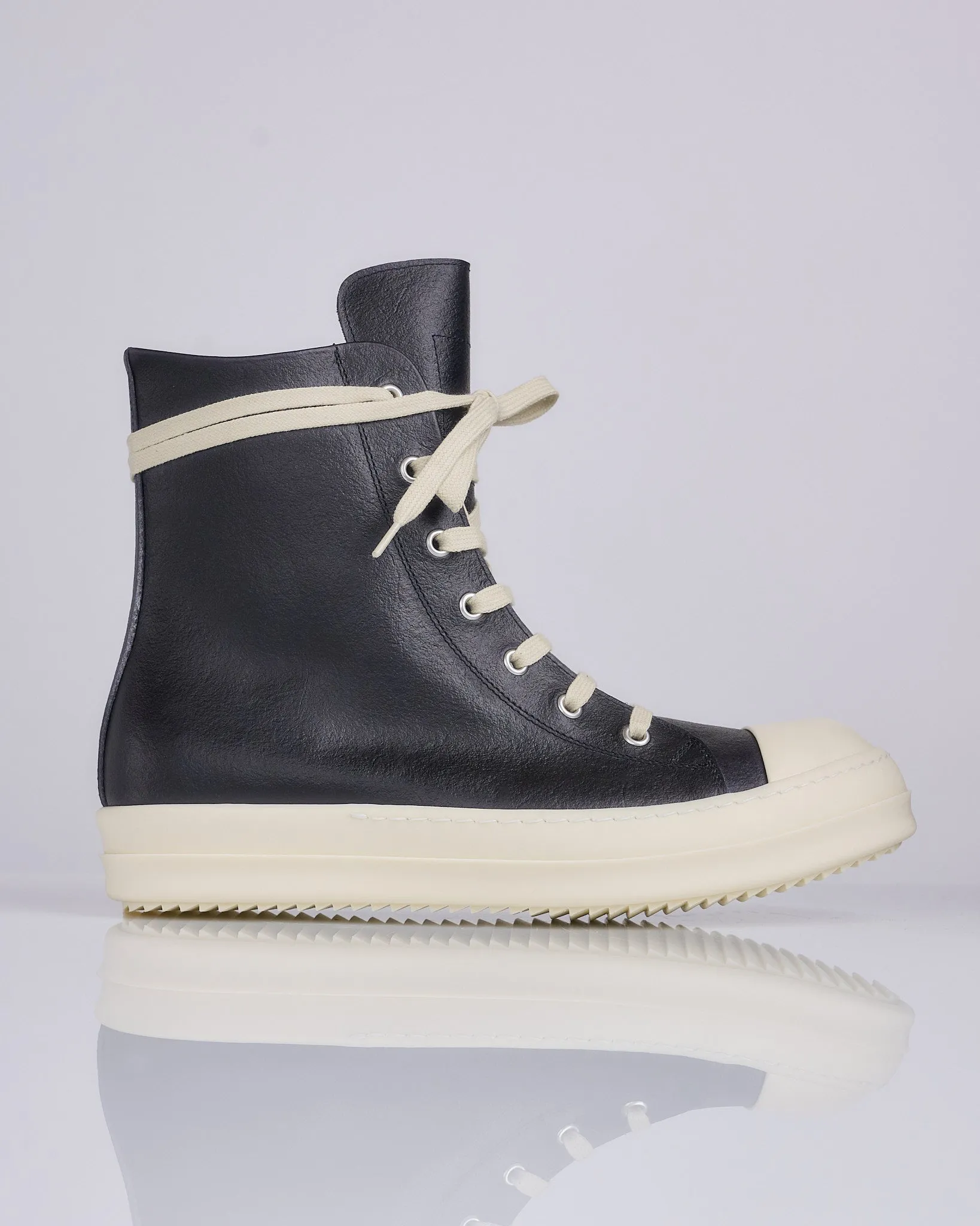 Rick Owens Runway Sneakers LCT Leather Black Milk Milk