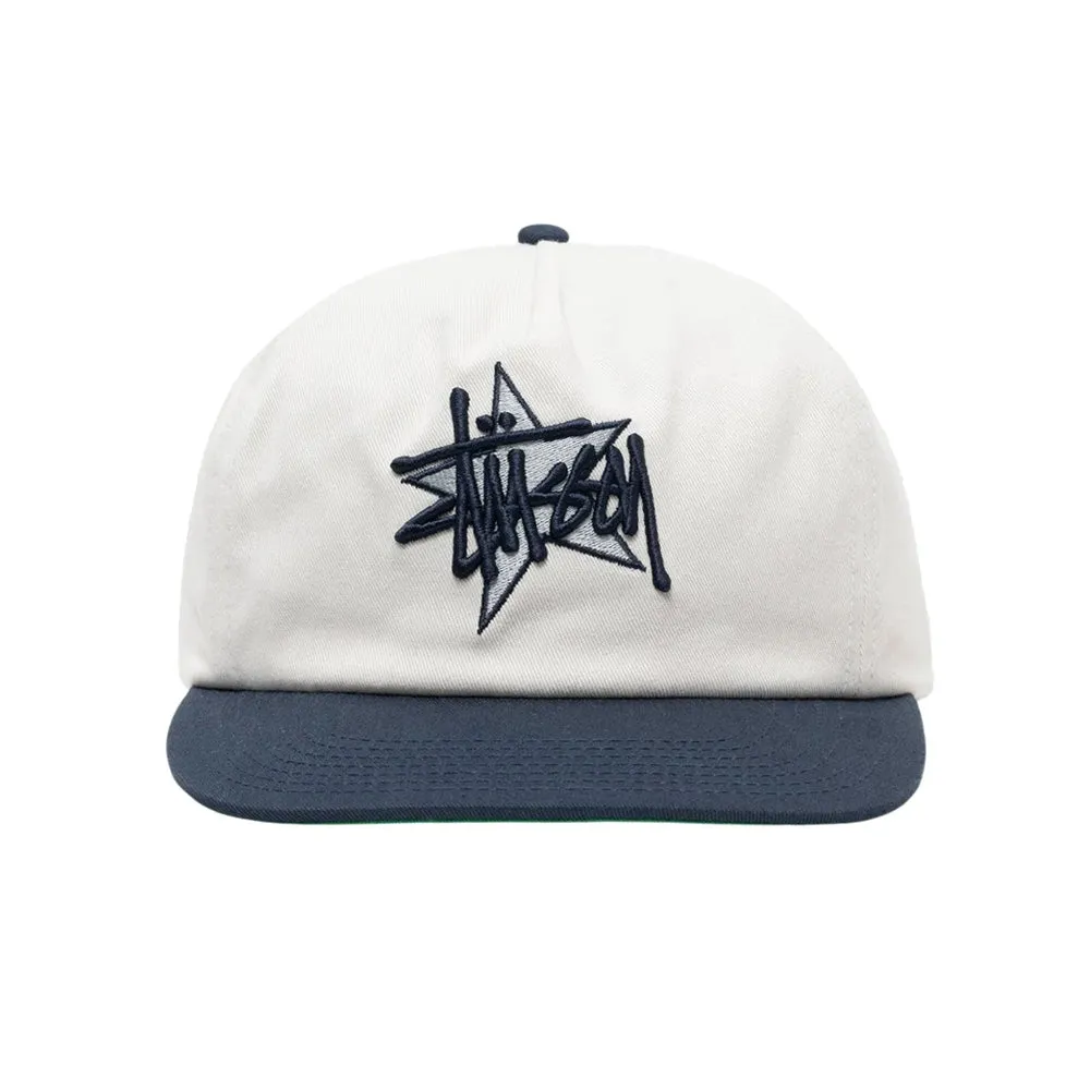 STSSY BASIC STAR STRAPBACK CAP // WHITE