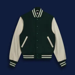 THE ALBANY - Forest Melton Wool/Stone Leather Classic Fit
