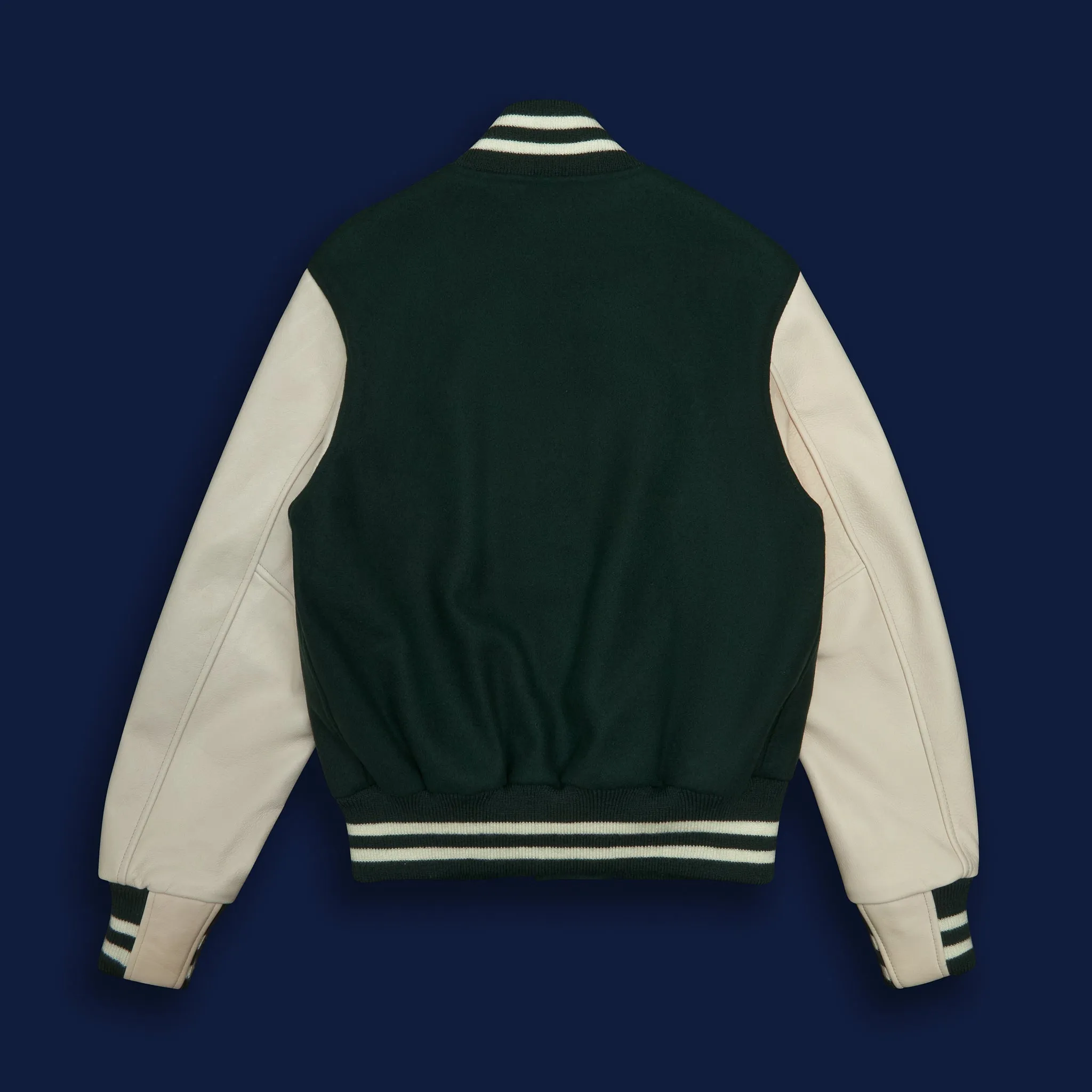 THE ALBANY - Forest Melton Wool/Stone Leather Classic Fit