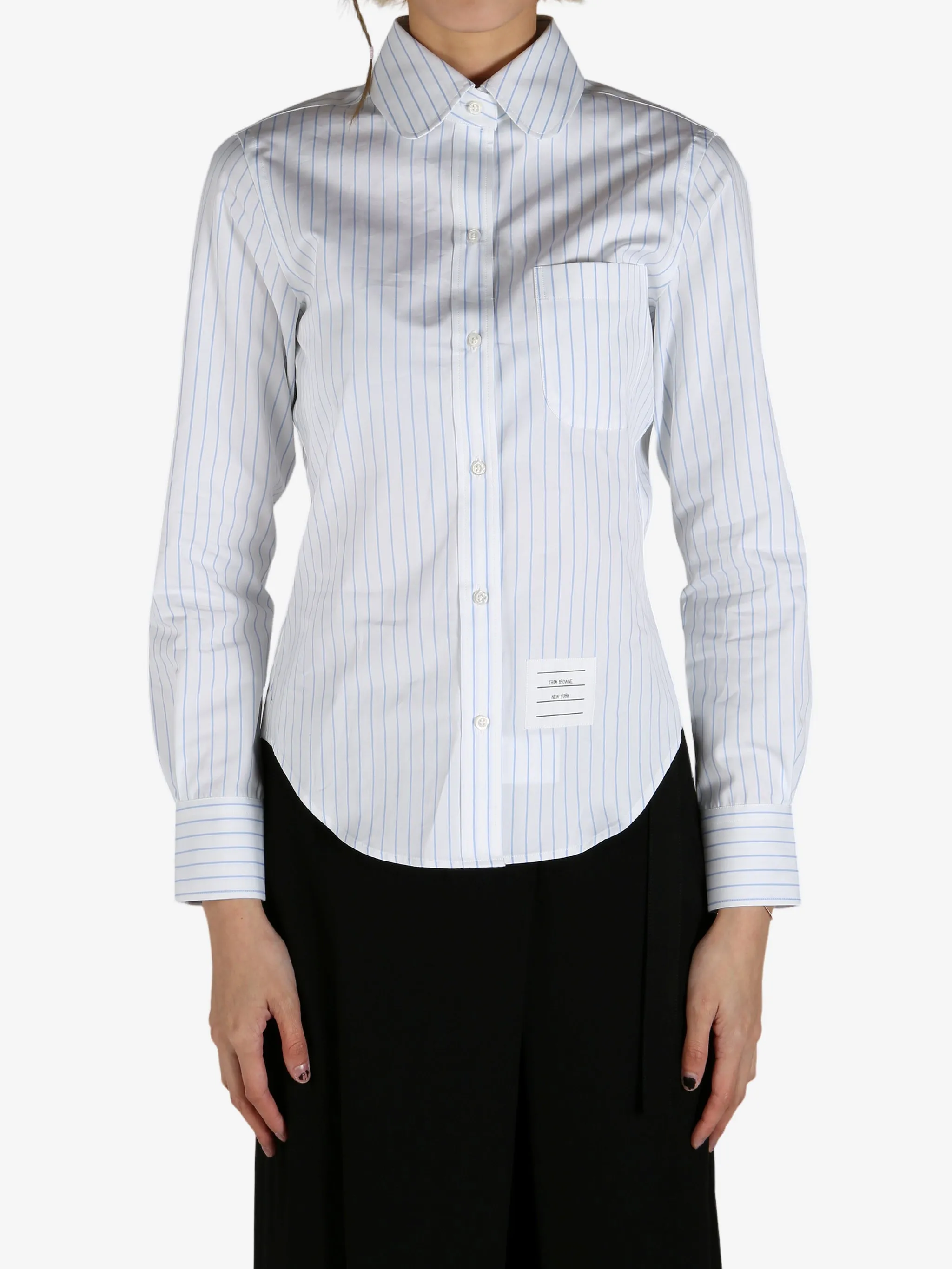 THOM BROWNE - Women Classic Long Sleeve Round Collar Shirt