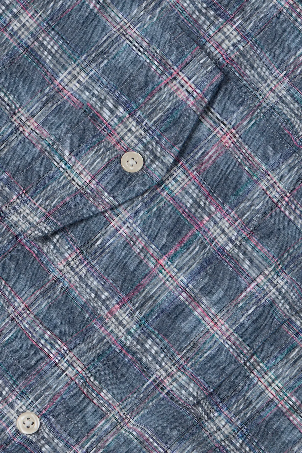 Uneven Check Shirt - Blue