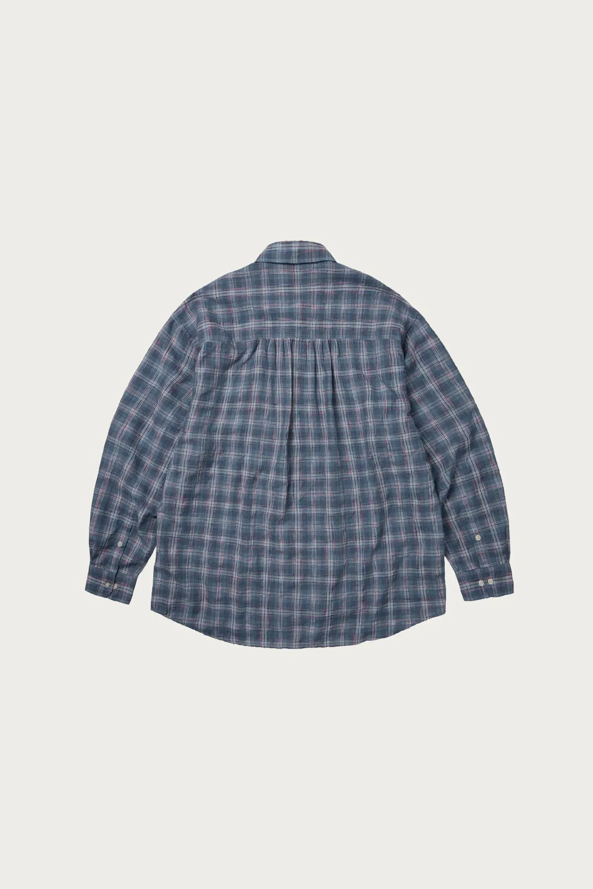 Uneven Check Shirt - Blue