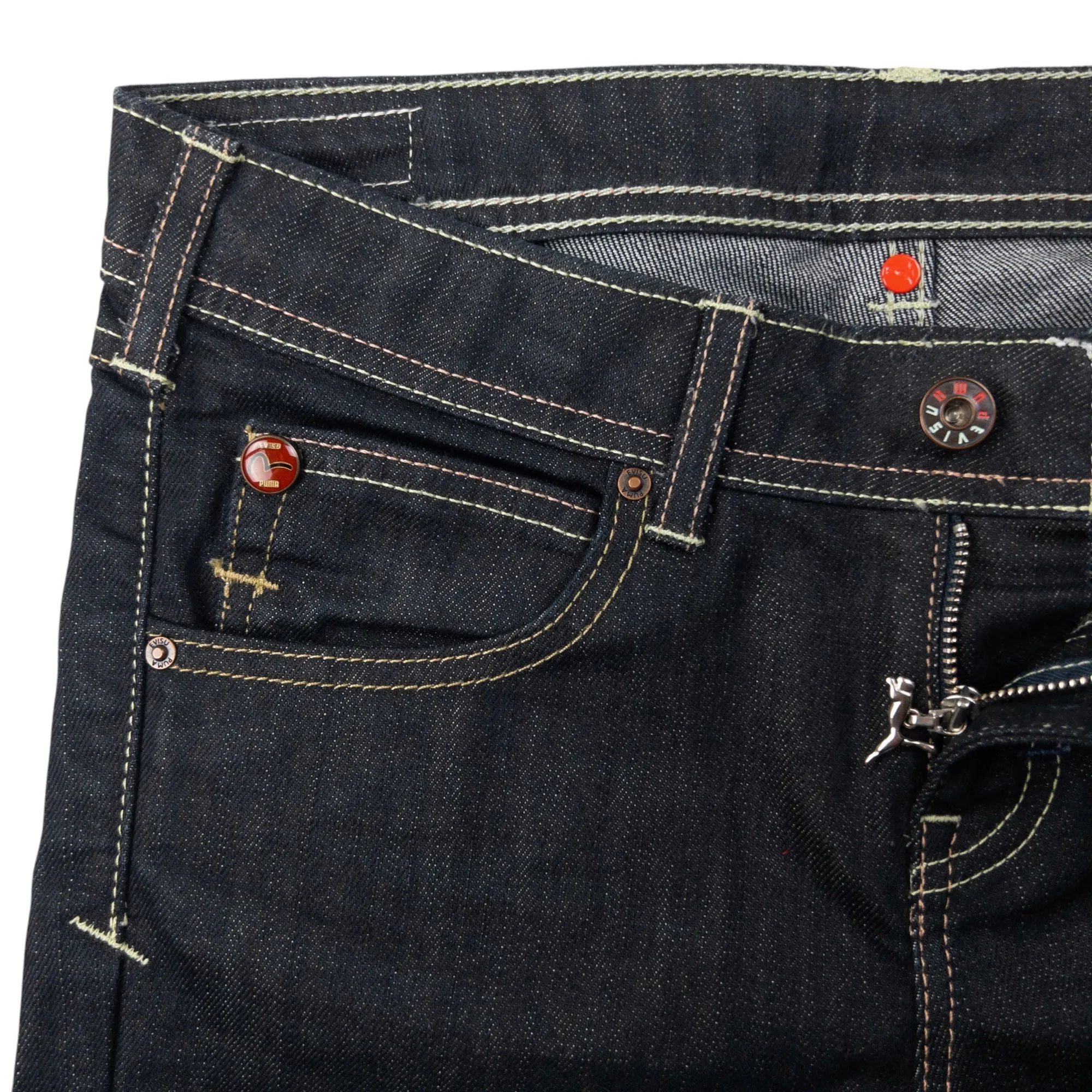 Vintage Puma X Evisu Double Gull Japanese Denim Jeans Size W29