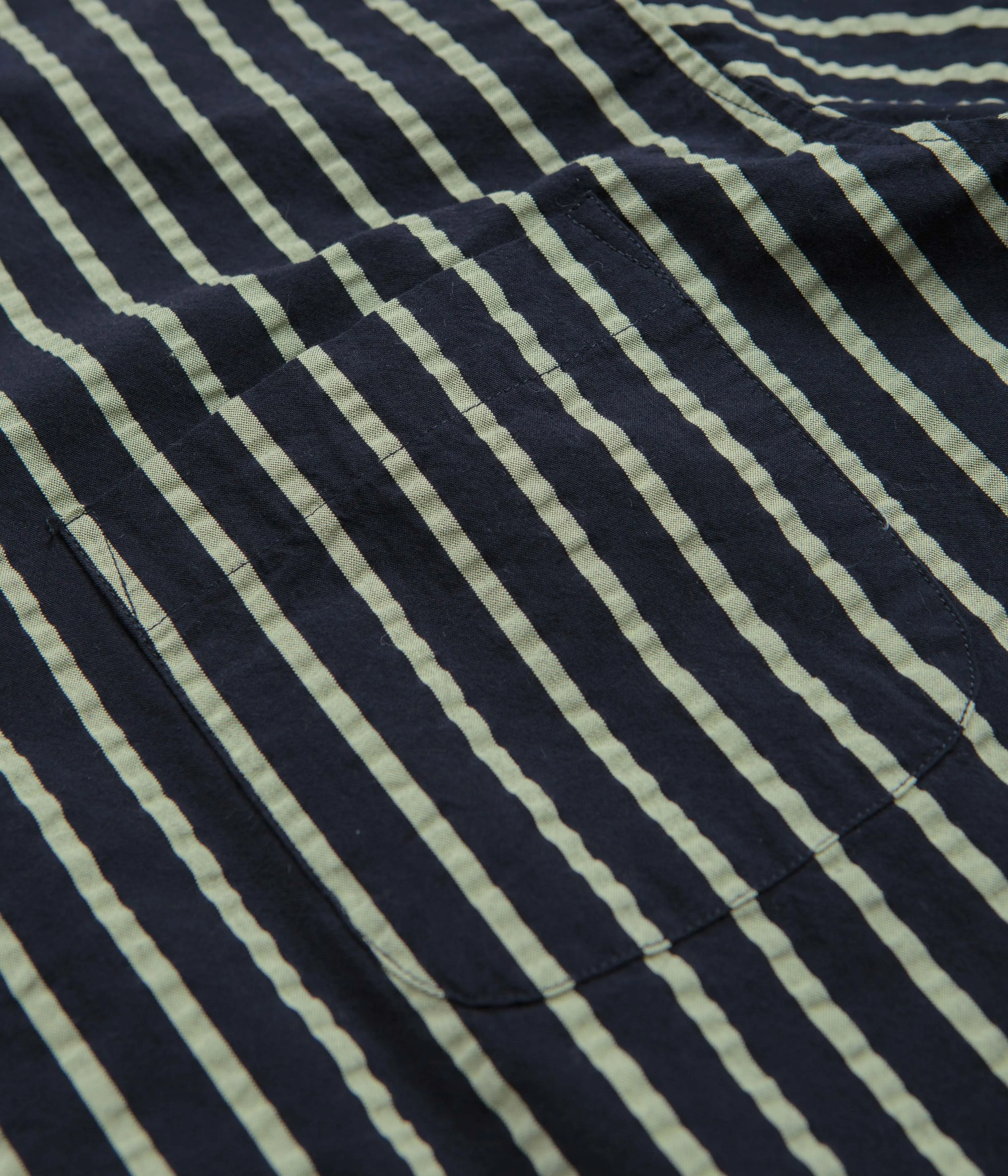 YMC Malick Short Sleeve Shirt - Navy / Yellow
