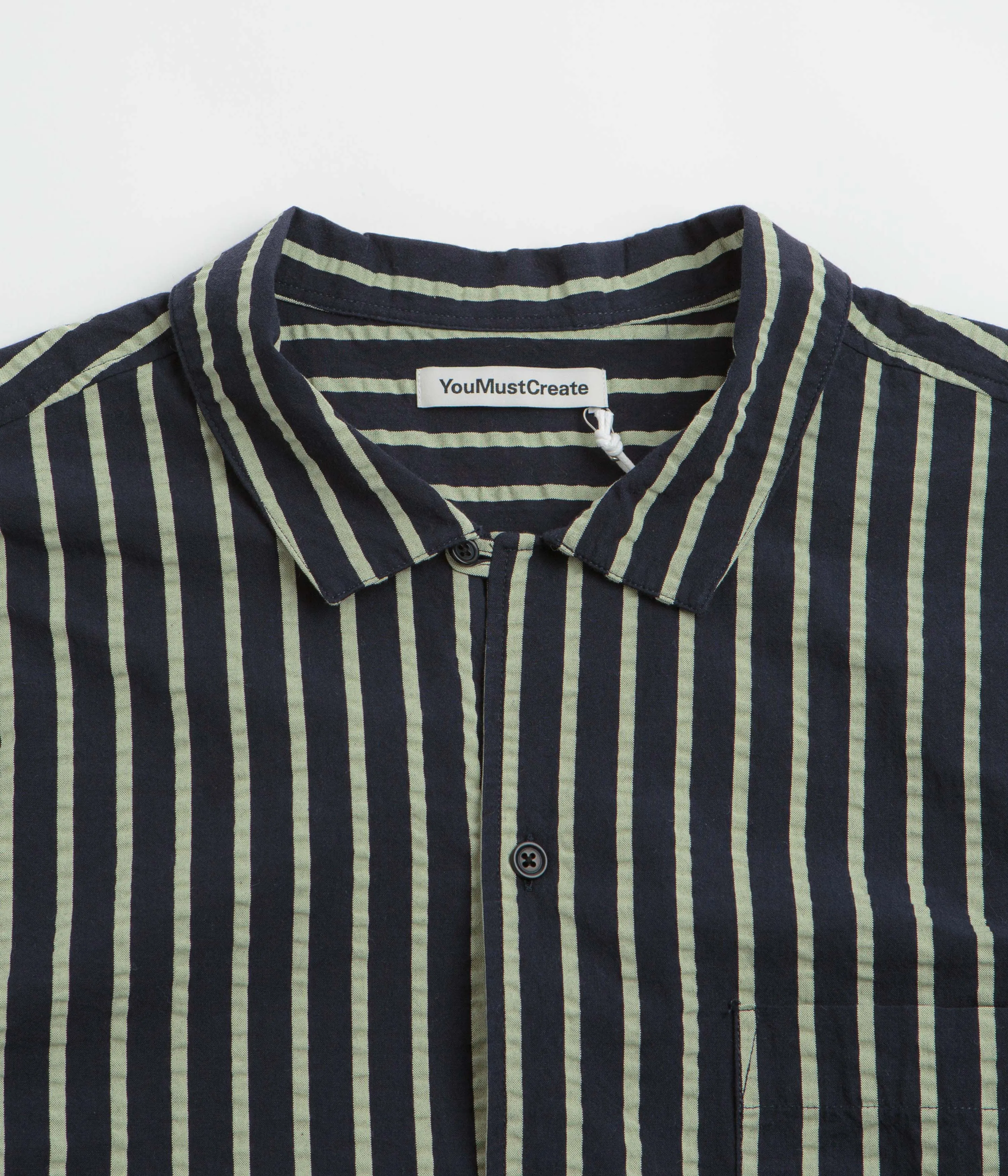 YMC Malick Short Sleeve Shirt - Navy / Yellow